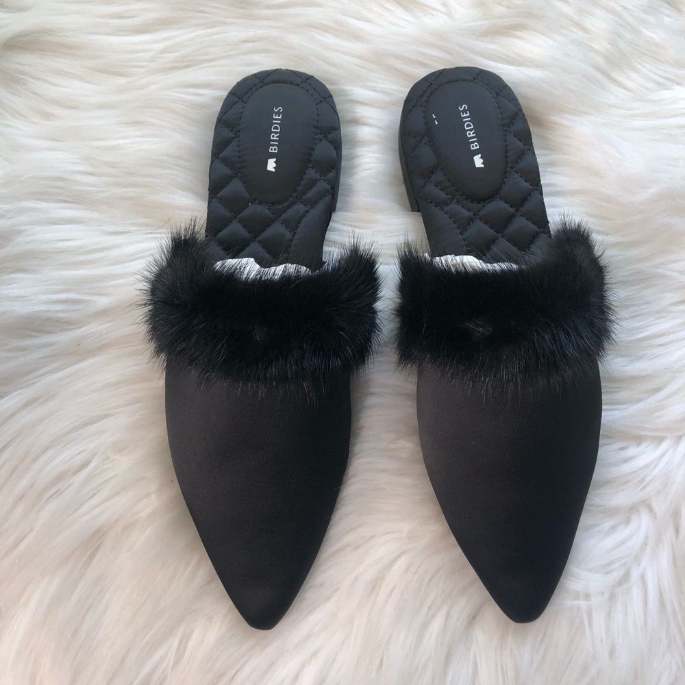 Birdies Vegan Dove Slides Onyx Shoes Size 7 Comfort Black Party Slip Ons NEW - Picture 2 of 8